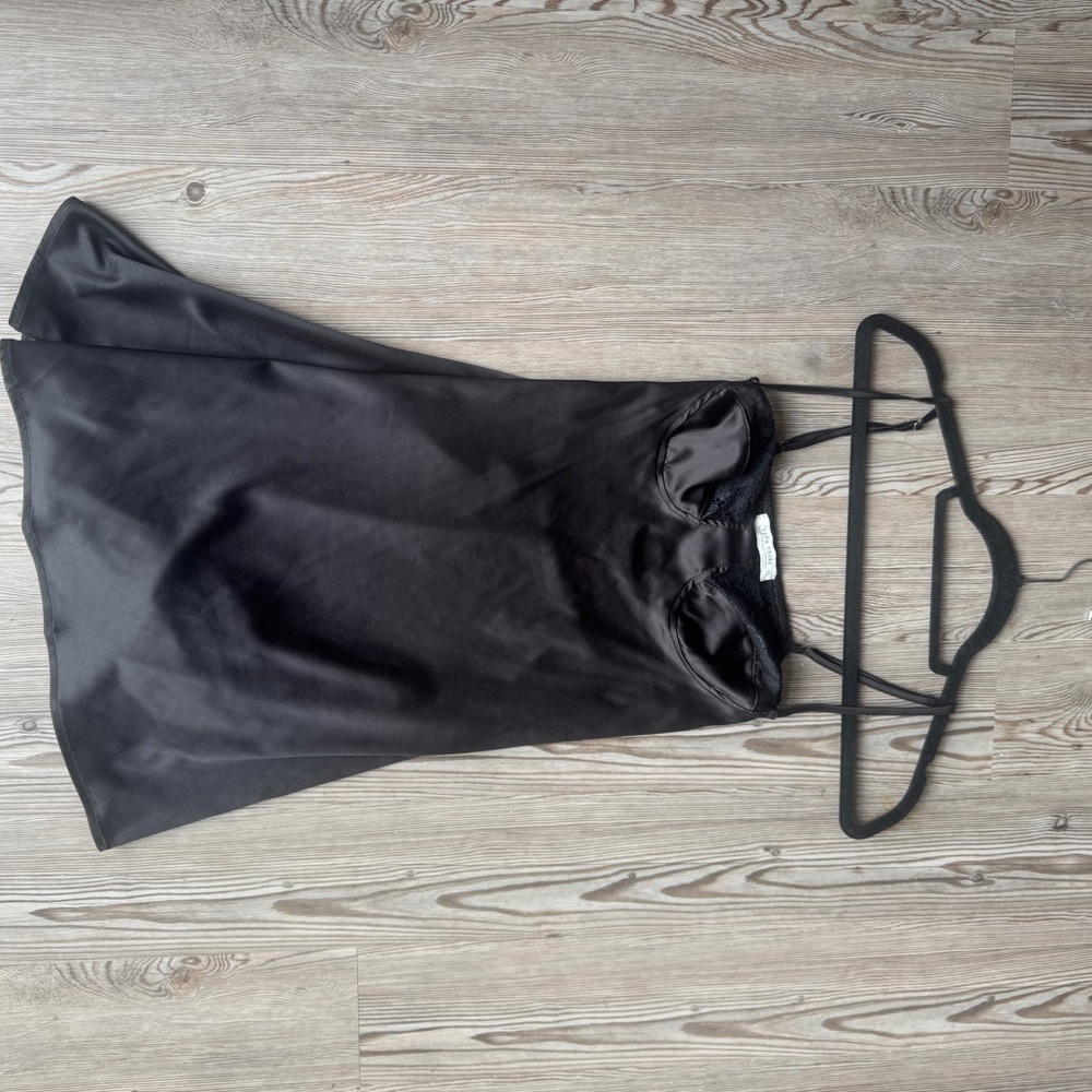 12th tribe Black Satin Slip Dress
